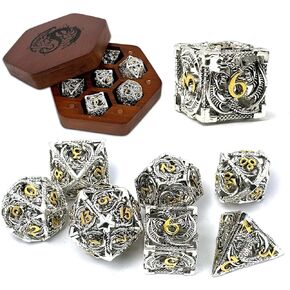 7 Pieces Metal d and d dice Hollow D&D Dice for DND Dice Set dungeons and dragons gifts dungeon dragon Accessories RPG Board Games