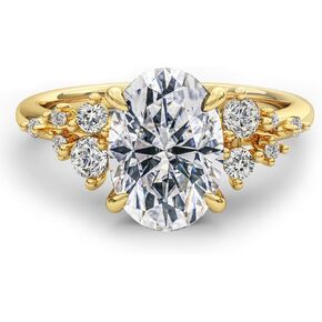 3CT Sterling Silver Engagement Rings AAAAA Cubic Zirconia CZ Wedding Promise Bands For Women Oval Solitaire Simulated Diamond Silver/Gold Size 5-10