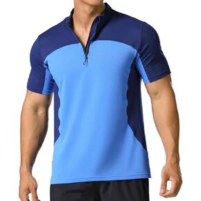 Elastic Workout Gym Muscle Shirts Athletic Lightweight Zipper Cycling T-shirts for Men T70