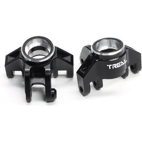 TREAL Aluminum 7075 Front Steering Knuckles Spindle Set for 1/18 Mini LMT Monster Truck Grave Digger(Black)
