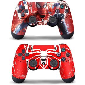 أغطية جلدية من ملصقات الفينيل غطاء عنكبوت أحمر لجهاز التحكم PS5 Remote Skin Hero (عبوتان)