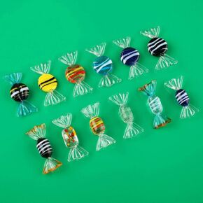 Trolleyshop Boutique Handmade 20pcs Vintage Murano Style Various Glass Sweets Candy Ornament for Home Party Wedding Christmas Festival Decorations Gift Candy Ornament Set