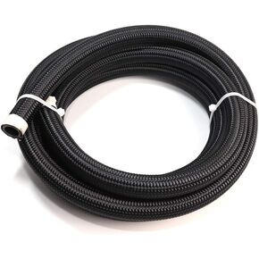 10ft 1/2" 10AN CPE Oil Gas Fuel Line Hose Nylon and Stainless Steel Braided Fuel Hose (BLACK -AN10)