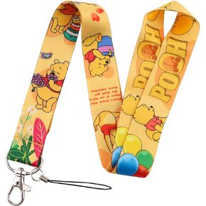 Winni Pooh Eeyor Piglet Lanyard Keychain, Anime ID Badges Lanyard, Key Lanyard for ID Card Holder, Cell Phone Case
