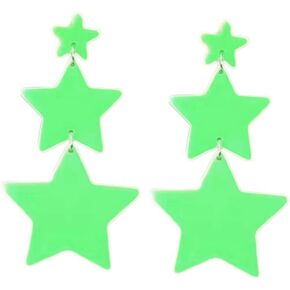 Exaggerated Neon Star Earrings Acrylic Big Star Drop Dangle Pentagram Geometric Earrings for Women 80s Jewelry