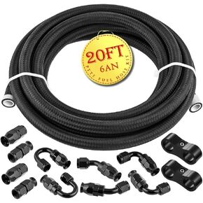 8AN Fuel Line Kit 5/16" 20FT PTFE Fuel Line Hose E85 Nylon Braided Hose with Accessories