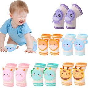 6 Pairs Baby Knee Pads for Crawling Baby Cartoon Kneepads Baby Breathable Knee Pads Cute Animal Anti-Slip and Protect Toddlers Knees for Boys Girls Crawling Knee Pads 0-3 Years Old