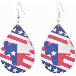 الرابع من يوليو الولايات المتحدة الأمريكية الأقراط الدمعة خشبية الطبيعية اليدوية خفيفة الوزن بيان النجوم والمشارب تتدلى الأقراط يوم الاستقلال مجوهرات هدايا للنساء الفتيات في سن المراهقة in Kuwait