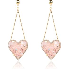 أقراط متدلية للفتيات مع ظهر لولبي آمن - مع أحجار زركونيا مكعبة غير منتظمة للفتيات الصغيرات والنساء in Kuwait