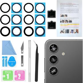 2PCS ASDAWN Back Camera Lens Glass for Samsung Galaxy S24 and S24 Plus All Carriers, Galaxy S24 / S24+ Rear Camera Lens Glass Replacement with Free Lens Film + Installation Manual + Repair Tool Set