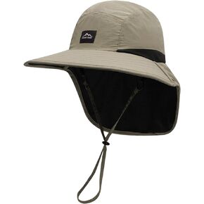 Croogo Fishing Hat for Men Women Wide Brim UV Sun Protection Hat UPF Sun Hat Bonnie Safari Cap with Neck Flap Mesh Hiking Hat