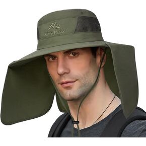 Fishing Hat for Men Women, Outdoor Sun Protection Wide Brim Sun Hat, UPF 50+ Summer Bucket Hat with Neck Flap