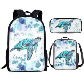 حقائب ظهر للأطفال من Flower Axolotl حقائب كتب للفتيات مع حقيبة غداء معزولة وحقيبة أقلام Daypack للأطفال والرياضات الخارجية والسفر زهر الكرز الوردي