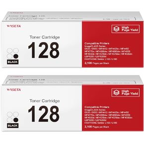 WISETA CRG128 128 High Yield Black 128 Toner Cartridge Replacement Compatible with Imageclass D530 MF4770N MF4890DW MF4880DW D550 MF4570DN MF4570DW LBP6200D Faxphone L190 L100 Laser Printer (2 Pack)