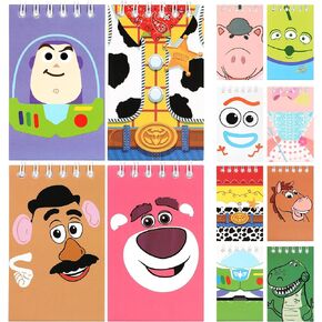 Toy Inspired Birthday Party Supplies - 24Pcs Mini Notepads for Toy Inspired Birthday Party Favors, Children Cartoon Notepads Children Classroom Rewards，12 Types