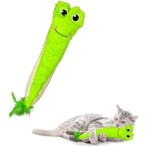 Andiker Catnip Toys for Indoor Cats,10.24inches Plush Toy for Cats with Crinkle Paper Inside,Fluffy cat Toy with Feather and 2 Scratcher (Pink)