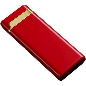 Slim Torch Lighter, Jet Flame Refillable Butane Lighter with Wheel Flint Ignition, Windproof & Adjustable Flame Mini Pocket Lighter, Great Gift for Men for Birthday, Christmas (No Gas) (Red)