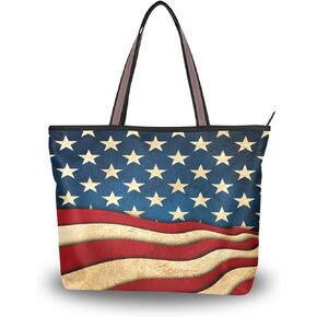 4Th Of July American Flag Handbags and Purse for Women Tote Bag Large Capacity Top Handle Shopper Shoulder Bag