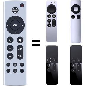 Universal Replacement Remote Control Compatible for Apple TV 4K/ Gen 1 2 3 4/ HD A2843 A2737 A2169 A1842 A1625 A1427 A1469 A1378 A1218 A1294 (No Voice Function)
