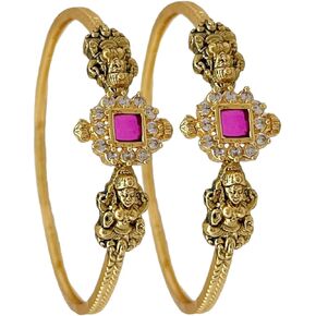 Traditional Micro Gold Plated AD American Diamond Stone Studded Bangles for Women and Girls