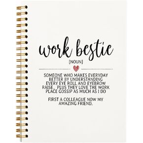 Work Bestie Spiral Notebook,Employee Appreciation Gift,Thank You Gift for Coworker, Office Gift Journal Idea for Women Coworker, New Job Gifts,White Hardcover Notebook 5.5x8.3