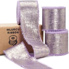 Champagne Chiffon Silver Silk Ribbon 1.5 Inch x 21Yds Handmade Fringe Frayed Ribbon Glitter Fabric Ribbon for Flower Bouquet Gift Wrapping DIY Crafts Wedding Ribbon Bridal Shower Ribbon