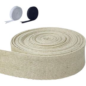 Twill Tape for Sewing 100% Cotton Webbing 2 Inch 5 Yard Roll Herringbone Ribbon Natural Ribbon Color for DIY Craft Making and Tote Bag Patterns for Sewing (Beige)