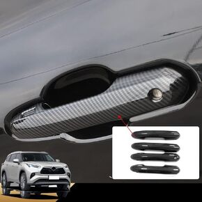 4PCS Door Handle Cover for 2020 2021 2022 2023 2024 Toyota Highlander/RAV4 Exterior Accessories, ABS Carbon Fiber Print Automotive Car Decals