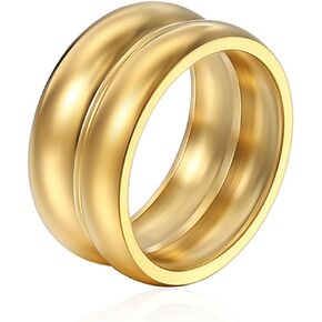 MIFYNN Chunky Dome Ring for Women Non Tarnish 14K Gold Filled Ring Stainless Steel Signet Ring Silver Thick Ring Gold Statement Rings Promise Wedding Birthday Jewelry Gifts