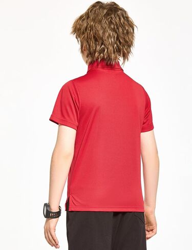 FitsT4 Sports Boy's Polo Shirts Short Sleeve Plaid Trim School Uniform UPF 50+ Moisture Wicking Collared Golf Apparel in Saudi Arabia
