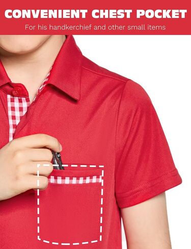 FitsT4 Sports Boy's Polo Shirts Short Sleeve Plaid Trim School Uniform UPF 50+ Moisture Wicking Collared Golf Apparel in Saudi Arabia