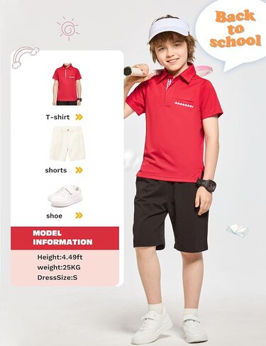 FitsT4 Sports Boy's Polo Shirts Short Sleeve Plaid Trim School Uniform UPF 50+ Moisture Wicking Collared Golf Apparel in Saudi Arabia