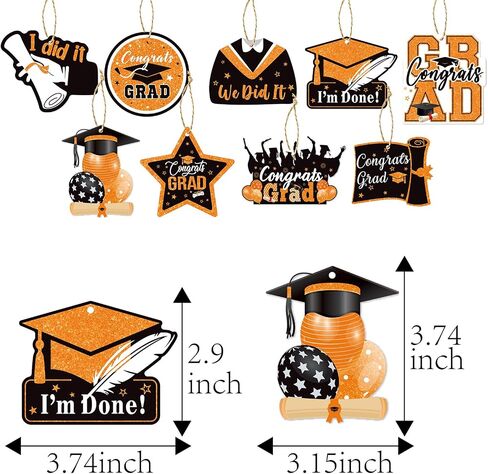 Orange Black Graduation 2024 Party-Decorations Tree Ornaments - 27pcs Mini Grad Congrats Congratulations Paper Crafts Tags,College Senior Class Party Supplies Hanging Decor Lasting Surprise in Saudi Arabia