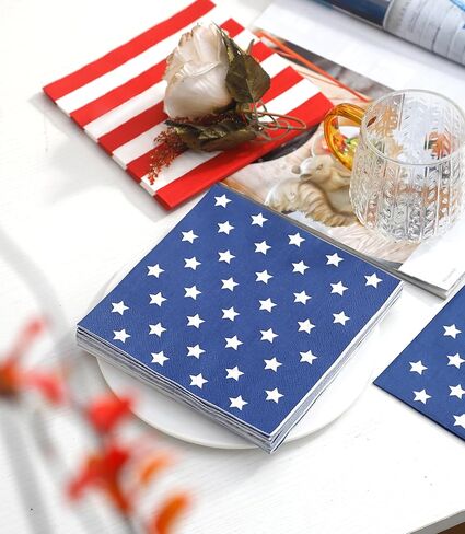 50 عبوة - مجموعات مناديل وأطباق الرابع من يوليو للاستعمال مرة واحدة، لوازم حفلات الرابع من يوليو، ديكورات الرابع من يوليو، أطباق ورقية وطنية، العلم الأمريكي، هدايا عيد الميلاد، عيد الاستقلال in Kuwait