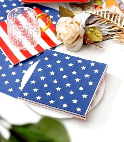 50 عبوة - مجموعات مناديل وأطباق الرابع من يوليو للاستعمال مرة واحدة، لوازم حفلات الرابع من يوليو، ديكورات الرابع من يوليو، أطباق ورقية وطنية، العلم الأمريكي، هدايا عيد الميلاد، عيد الاستقلال in Kuwait