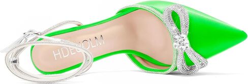 HDEUOLM Womens Stiletto High Heel Pointed Toe Sandals Pumps Ankle Strap Rhinestone Crystal Bow-knot Wedding Cute Satin Summer 3.9 Inches Heels in Saudi Arabia