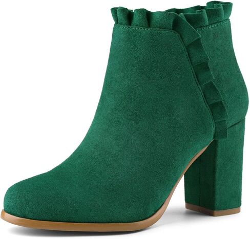 Allegra K Women's Ruffle Block Heel Ankle Boots in Saudi Arabia
