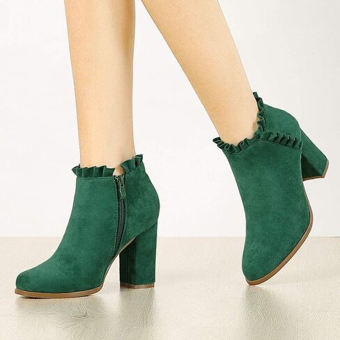 Allegra K Women's Ruffle Block Heel Ankle Boots in Saudi Arabia