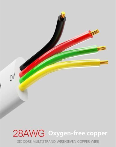 100M(328ft) Pure Copper Multi-Strand Telephone Line RJ11 Communication 6-Core Indoor Connecting Line Flat Line, White in Saudi Arabia