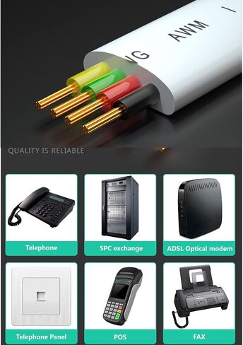 100M(328ft) Pure Copper Multi-Strand Telephone Line RJ11 Communication 6-Core Indoor Connecting Line Flat Line, White in Saudi Arabia