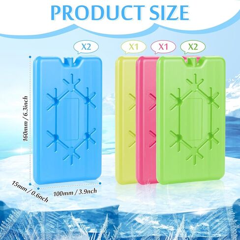 Ice Packs for Cooler, 6 Pack Slim Ice Packs for Lunch Boxes - 6.3" x 3.9" x 0.6" (each), Quick Freeze and Space Saving Freezer Lunch Ice Packs Reusable for Camping and Fishing in Kuwait
