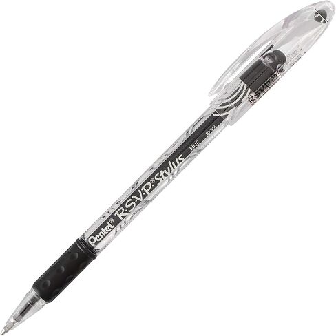 Pentel RSVP STYLUS Ballpoint Pen, Fine Line, Black Ink (BK90L-A) (12 count) in Saudi Arabia