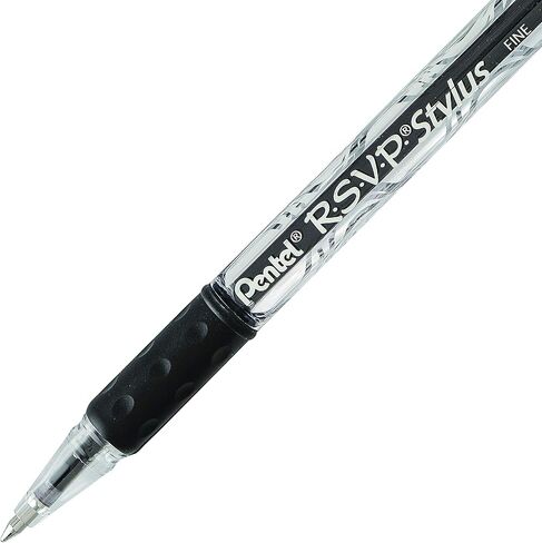 Pentel RSVP STYLUS Ballpoint Pen, Fine Line, Black Ink (BK90L-A) (12 count) in Saudi Arabia