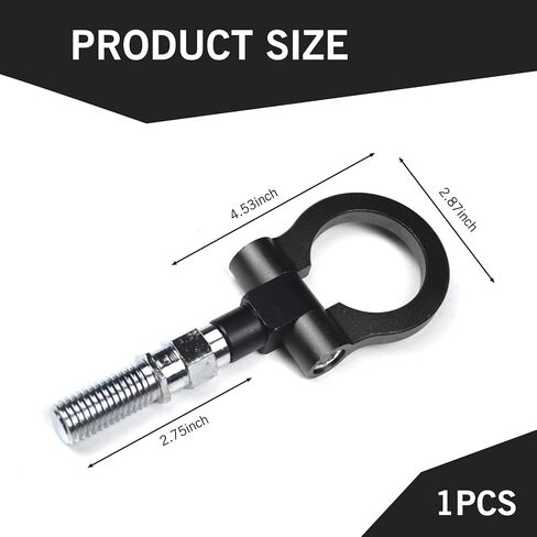 1 PC Car Bumper Pull Ring, Alloy Stable Structure Knock-Resistant European Trailer Ring Hook, Auto Repair Modification Accessories, Compatible with Most Cars and Trailers (Black & Silver) in Saudi Arabia