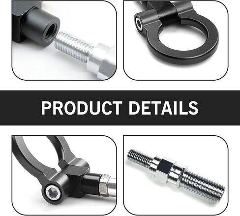 1 PC Car Bumper Pull Ring, Alloy Stable Structure Knock-Resistant European Trailer Ring Hook, Auto Repair Modification Accessories, Compatible with Most Cars and Trailers (Black & Silver) in Saudi Arabia