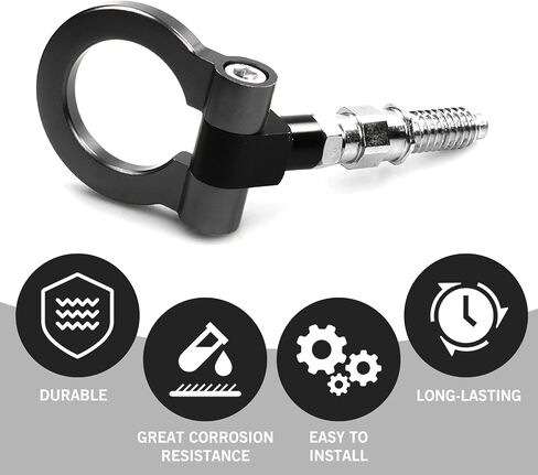 1 PC Car Bumper Pull Ring, Alloy Stable Structure Knock-Resistant European Trailer Ring Hook, Auto Repair Modification Accessories, Compatible with Most Cars and Trailers (Black & Silver) in Saudi Arabia