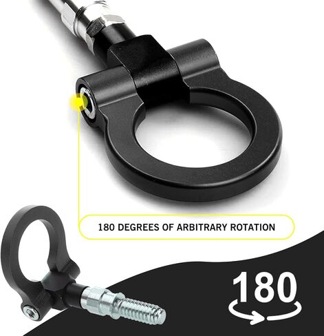 1 PC Car Bumper Pull Ring, Alloy Stable Structure Knock-Resistant European Trailer Ring Hook, Auto Repair Modification Accessories, Compatible with Most Cars and Trailers (Black & Silver) in Saudi Arabia