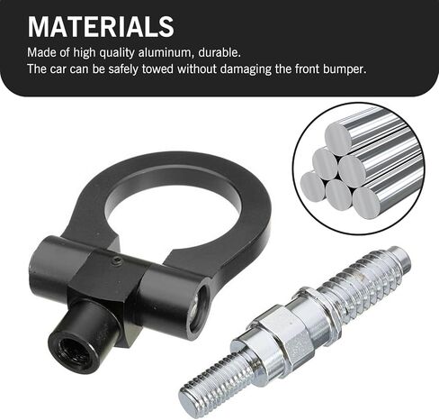 1 PC Car Bumper Pull Ring, Alloy Stable Structure Knock-Resistant European Trailer Ring Hook, Auto Repair Modification Accessories, Compatible with Most Cars and Trailers (Black & Silver) in Saudi Arabia
