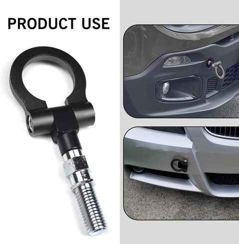 1 PC Car Bumper Pull Ring, Alloy Stable Structure Knock-Resistant European Trailer Ring Hook, Auto Repair Modification Accessories, Compatible with Most Cars and Trailers (Black & Silver) in Saudi Arabia