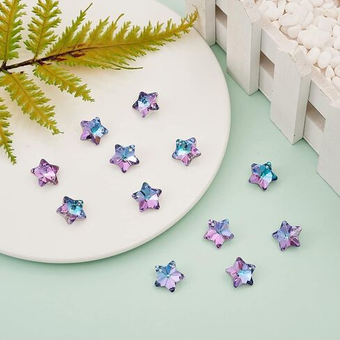 DanLingJewelry 100pcs Blue Glass Crescent Moon Charms Crystal Glass Moon Charms with Gold Foil Tiny Moon Charms for Jewelry Making in Saudi Arabia